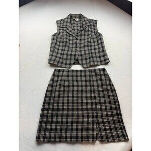 Star CCC Vest Skirt Set Coordinates Set Womens Size 11 Black Plaid 2-Piece‎ Set